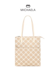 MICHAELA Two-Tone Checkered Tote Bag Spacious Elegant Carryall Bag for Work College HB5506067 CX