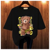 GET FASHION - BAJU KAOS WANITA DEWASA BEAR WARNING KPOP STYLE BAJU KAOS IMPORT BRAND TEES BLUS JUMBO
