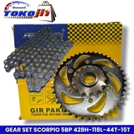 GEAR SET GEAR PACKAGE SCORPIO 5BP 428H-118L-44T-15T FUKUKAWAOriginal