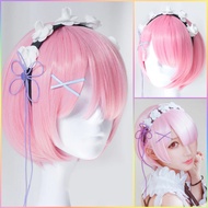 Re:Zero- Ram (pink) - Cosplay Wig (Includes Hair Accessories)