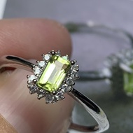 [Certificate] Olivine Stone Adjustable Ring (4x2mm+-)Silver plated【证书】橄榄石戒指 (镀银)-可调节 带证书 一物对一证的真证书 C