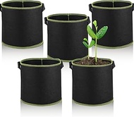 GEXINKEJI Pack of 5 12 Litre Plant Bags, Reusable Plant Bag, Non-Woven Fabric Pot, Plant Bags for Po