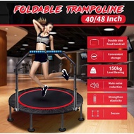 Foldable Trampoline With Armrest Fitness Slimming Sport Height Adjustable Durable Jumping Bouncer Gym Equipment