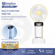 【New Launch】Simplus Multi-functional Handheld Portable Mini USB Fan Rechargeable LED Display 5 Speed Desk Fan Quiet