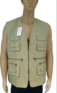 MEN VEST/VEST JACKET/MEN COTTON VEST/REPORTER VEST/MEN FISHING VEST SLEEVELESS - KHAKI