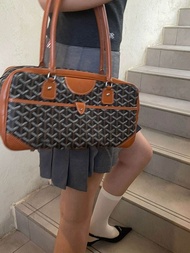 GOYARD กระเป๋าถือไฮเอนด์ย้อนยุคยอดนิยมของผู้หญิง2023ใหม่กระเป๋าบอสตันกระเป๋าสะพายไหล่รักแร้