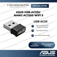 Asus USB-AC53 Nano AC1200 WiFi 5 MU-MIMO Dual-band USB WiFi Adapter Wireless USB WiFi Dongle, Compac