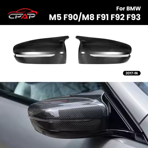 Real Dry Carbon Fiber Exterior Trim Side Wing Rearview Mirror Cover Caps For BMW M5 F90 M8 F91 F92 F
