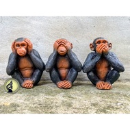 Monkey Statue Doll Eye Cover Mouth Set Of 3 Gift Dharma Puzzle Display Very Good Meaning
