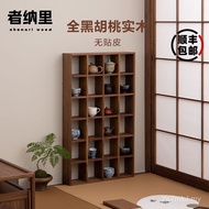 Bogus Teacup Nari Chinese Style Duobaoge#墙上黑胡桃木置物架茶具纯实木摆件