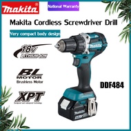 【100% Authentic】Makita DDF484 Cordless drill Household brushless Multifunction  2 batteries Lithium battery electric drill 18V electric screwdriver drill