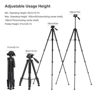 musdoing-SG Andoer 1.88M/74in Photography Tripod Camera Stand Aluminum Alloy 360ｰ Rotatable 5kg/11lb