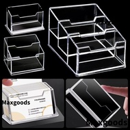 MAXGOODS 1Pcs Business Card Box, 1/2/3 Grids  Transparent Bussiness Card Holder, Acrylic Plastic Sch
