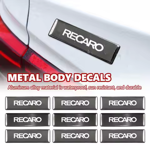For Recaro Car Decals Accessories Aluminum Alloy Emblem Auto Body Stickers Decoration