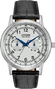 Citizen Eco-Drive Corso Mens Watch Stainless Steel Classic Black Strap Silver Dial