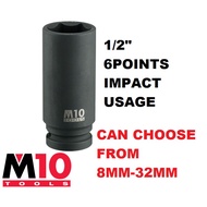 1/2" 6PT 004-296-XX 8MM-38MM M10 / JONNESWAY TAIWAN DEEP IMPACT SOCKET NUT DRIVER BOX SPANNER PANJAN