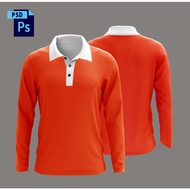 Long Sleeve Jersey Mockup | Long Sleeve Jersey Polo Collar Mockup