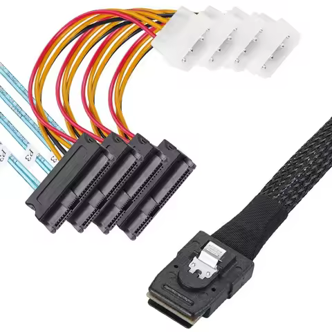 Mini SAS Cable SFF 8087 To 4 SFF -8482 Large 4PIN 15pin Power Hard Disk Data Cable SFF-8087 Host To 