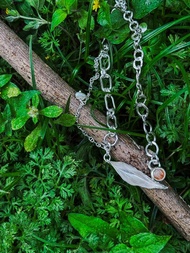 925銀不對稱設計項鍊 | 療癒系手工銀飾 | 銅鈦晶蛋面 日常百搭