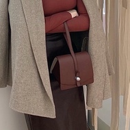 ✨Moynat｜Madeleine 波爾多酒紅內拼斑鳩灰｜瑪德琳圓扣手提小盒子｜epsom皮｜99新
