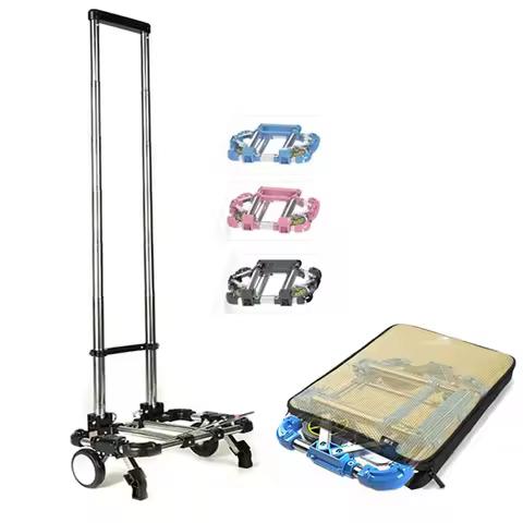 Full folding stainless steel luggage car Bearing capacity 30kg luggage Easy to carry trolley suitcas