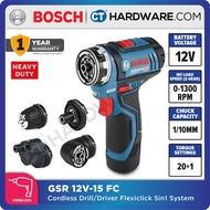 BOSCH GSR 12V-15 FC 12V CORDLESS DRILL/DRIVER FLEXICLICK 5 IN 1 SYSTEM COME WITH 2x 2.0AH BATTERY &amp; 1x CHARGER GSR12V15FC