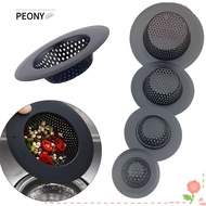 PEONIES Sink Strainer, Stainless Steel With Handle Drain Filter, Usefull Black Floor Drain Hair Clean Up Mesh Trap Kitchen Bathroom Accessories