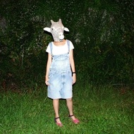 {:::Giraffe 長頸鹿人:::}_仿舊刷色厚牛仔吊帶裙