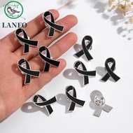 LANFO Black Ribbon Pin, Awareness Breast Cancer Funeral Ribbon Badge Brooch, Enamel Black Ribbon Bad