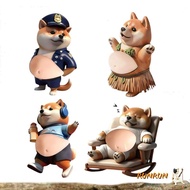 RUNUN 4PCS Lovely Puppy Squeeze Stickers Silicone Shiba Inu Bumper Sticker For Wall Decoration And F