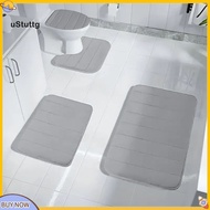 {uStuttg}  Machine Washable Bathroom Set Memory Foam Bathroom Mat 4pcs Memory Foam Bath Mat Set Soft