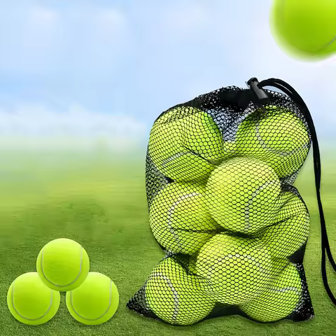 10pcs Tennis Balls With Mesh Carry Bag Practice Ball High Elasticity Pet Dog Playing Balls Outdoor S