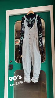 90’s vintage lee overalls古著吊帶褲直紋吊帶褲