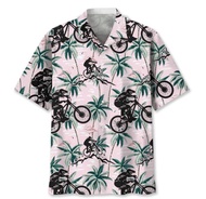 hawaii shirt -Mountain Bike Tropical Pink HAWAIIan CASUAL Shirt, Gift for Men Women Love Bike HO0502