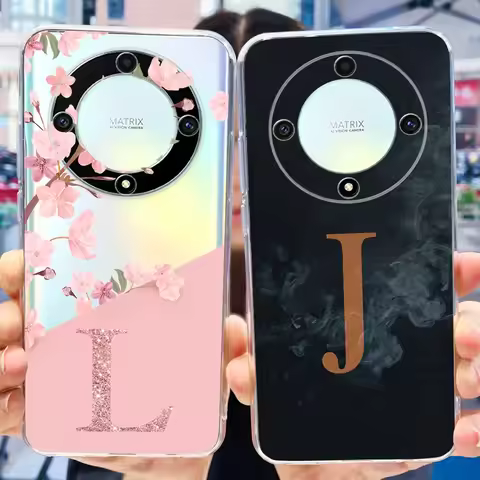 For Honor X9a X9b 5G Case Popular English Letters Flower Soft Silicone TPU Phone Cover For Honor X9 