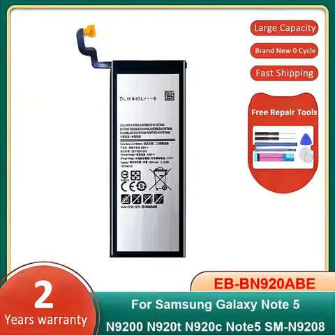 High-Durability Batteries EB-BN920ABE For Samsung Galaxy Note 5 N9200 N920t N920c Note5 SM-N9208
