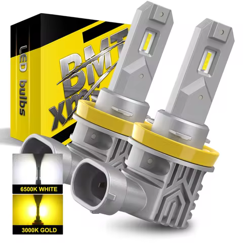 BMTxms 2PCS Switchback H8 H11 H16JP LED Fog Lights Dual Color DRL Lamp For Audi A1 8X A2 A3 8P A4 B6