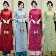 Innovative ao dai, women's brocade ao dai with ao dai design CNY 2025, loose shape ao dai set ao dai