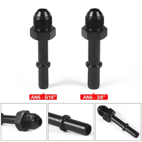 Aluminum Quick Connect AN6 6AN AN-6 AN6 To 5/16" AN6 To 3/8" Male EFI Fuel Line Rail Adapter Black