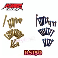 RS150R RS150 KING DRAG TITANIUM / GOLD COMPLETE SCREW SET ENGINE COVER SCREW MAGNET CLUTCH RAINBOW S