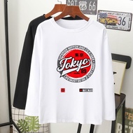 TOKYO 89 GRAFIK T-SHIRT Lengan Panjang Muslimah perempuan lelaki kain cotton baju tshirt labuh wanita laki longsleeve