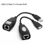 [Hot K] Rj45 USB สายพ่วง2.0ตัวผู้กับตัวเมีย Cat6 Cat5 Cat5e 6 LAN Ethernet เครือข่ายตัวขยายสายแปลงอะแดปเตอร์