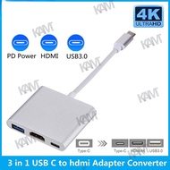 Kam USB-C to HDMI 3 in 1 Adapter Cable for Samsung Huawei iPad Mac NS USB 3.1 Type C to HDMI 4K USB 3.0 USB 3.2 Multiport Adapter