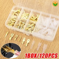 High Conductivity Brass Crimp Wire Terminals Set - Low Resistance Heatproof Spade Connectors with Tr