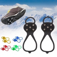 Outdoor Silicone Shoe Cover Anti slip Icy Snow Climbing Spikes 5 Tooth Mountaineering Crampons Rock Climbing Cleat Studs