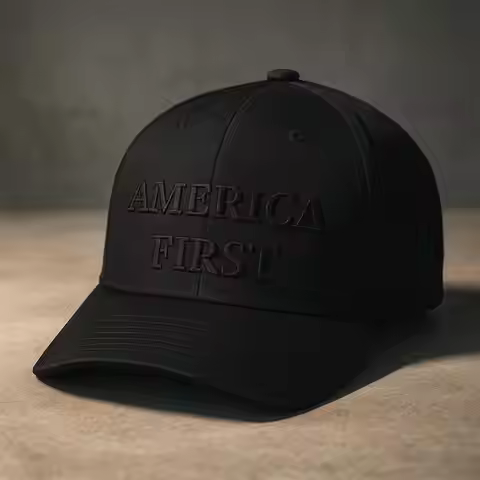 America First Hat, Black Embroidery, 45 47 Flexfit Cap, Gifts for Men Women