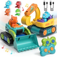 Lehoo Castle Construction Toys, 2 Pack Remote Control Car for Toddlers 1-3, Rechargeable Excavator T