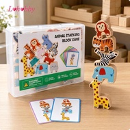 Lohobby Wooden Creature Stacking Toy Illustrated Creature Stacking Blocks Compact Educational