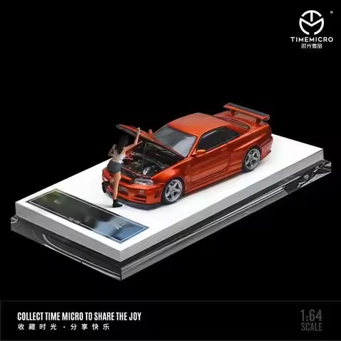 GTR R34 Open Cover TimeMicro TM 1:64 Simulated Alloy Car Model Collection Decoration