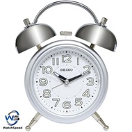 Seiko QHK051 QHK051S White Dial Silver Resin Case Alarm Clock